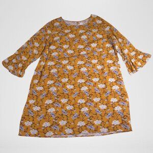 Old Navy Women’s Floral Dress Mustard Yellow Bell Sleeve Size XXL NEW